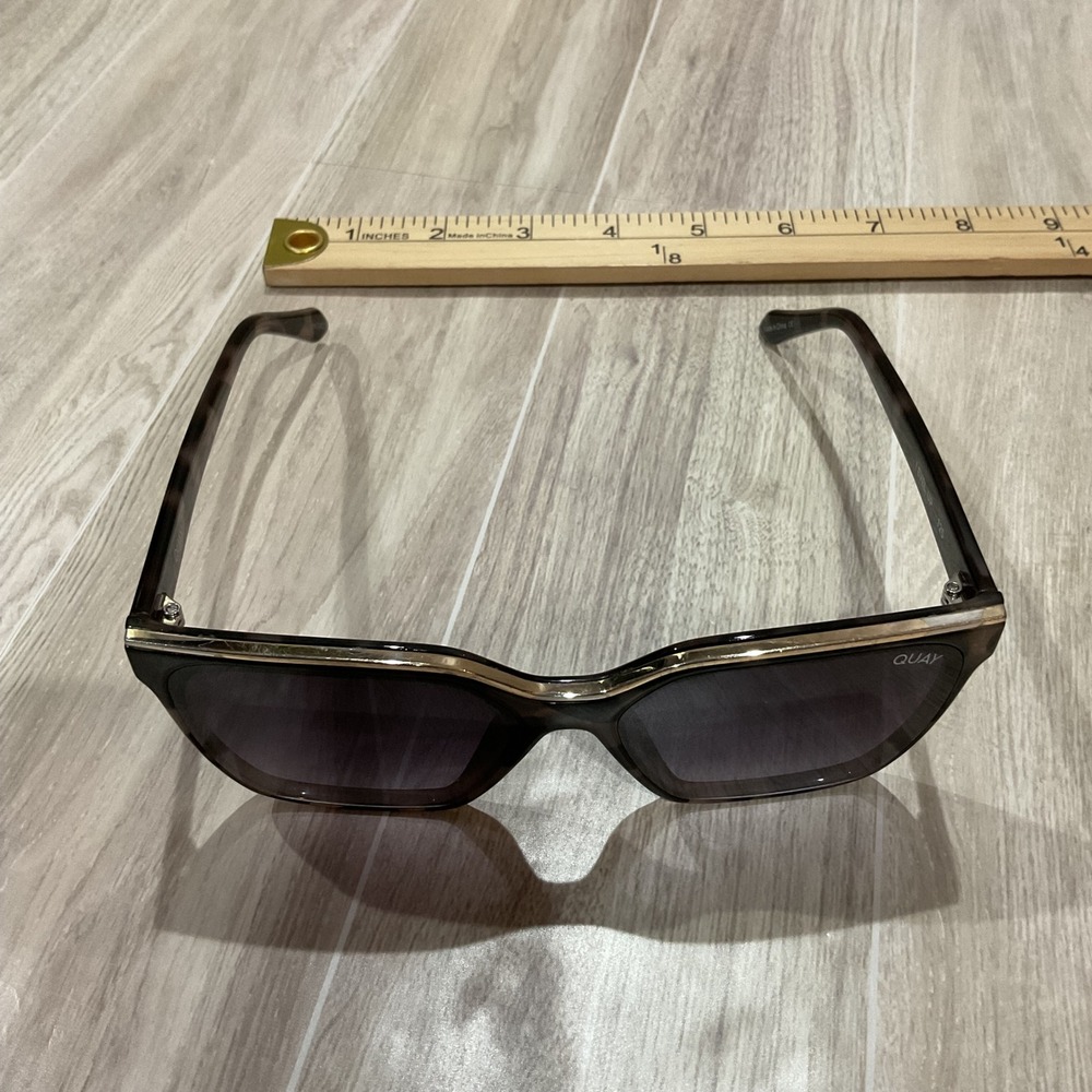 Quay Australia Level Up Sunglasses Tortoise Gold Square Oversized Frame